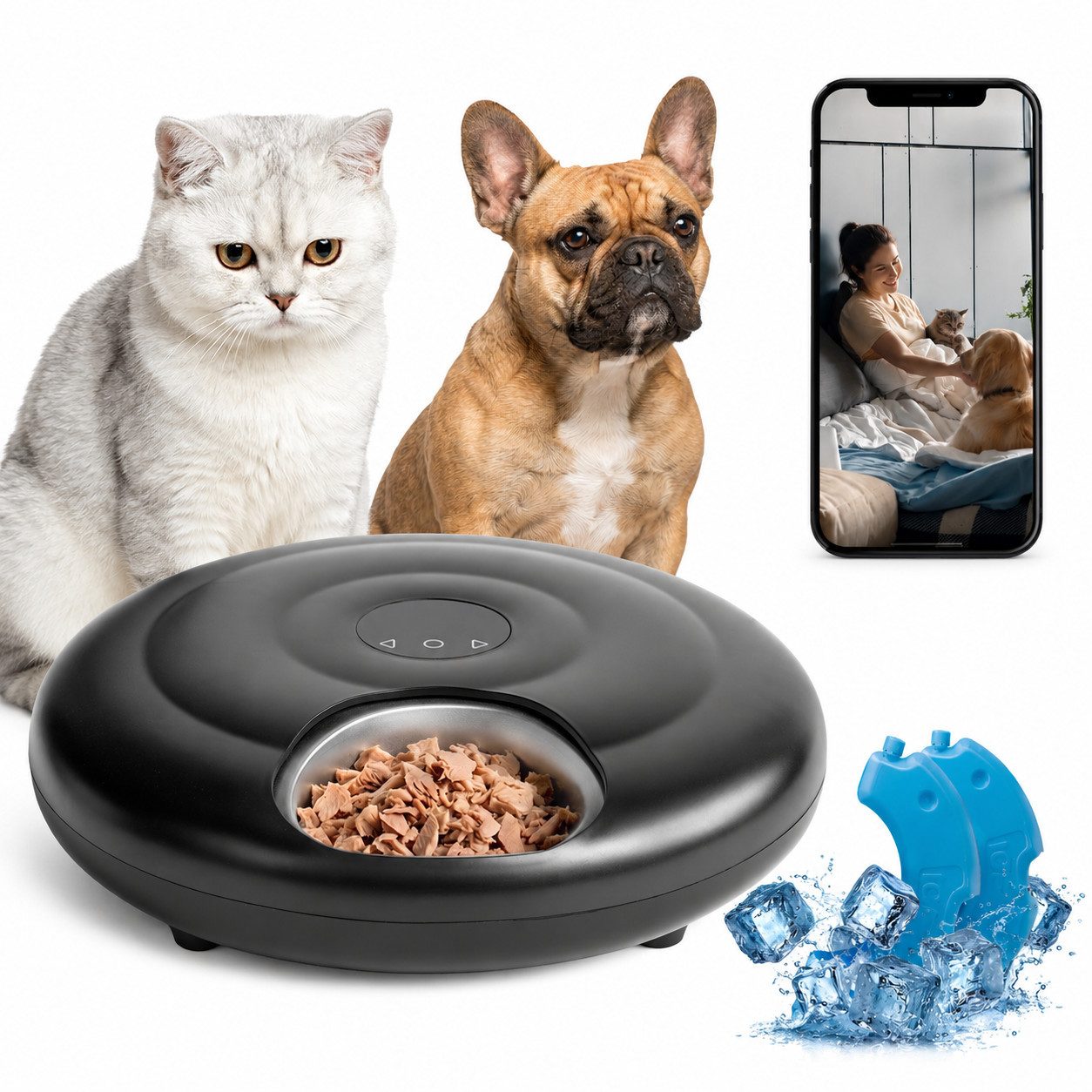 Peluvio Futterautomat NUBE, Anti-Jam/4000 mAh/6x150 ml/App/Kühlung