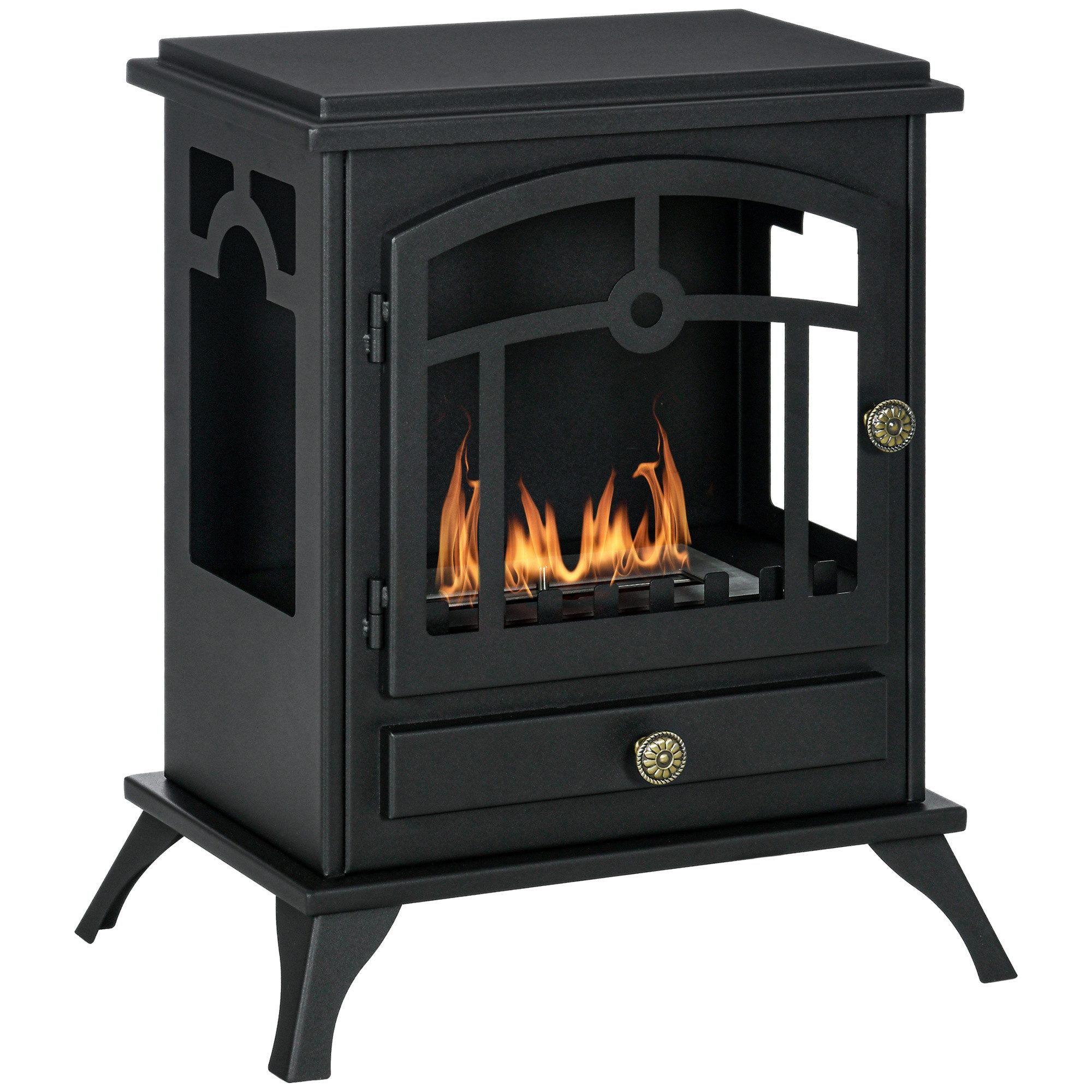 HOMCOM Echtfeuer-Dekokamin Ofen 7000BTU mit Feuerdeckel, mit 3h Brenndauer, Standkamin 25 m² (mit 1,2L Fassungsvermögen, 2-St., Ethanol-Kamin), mit Bioethanol B – Bild 2 von 5