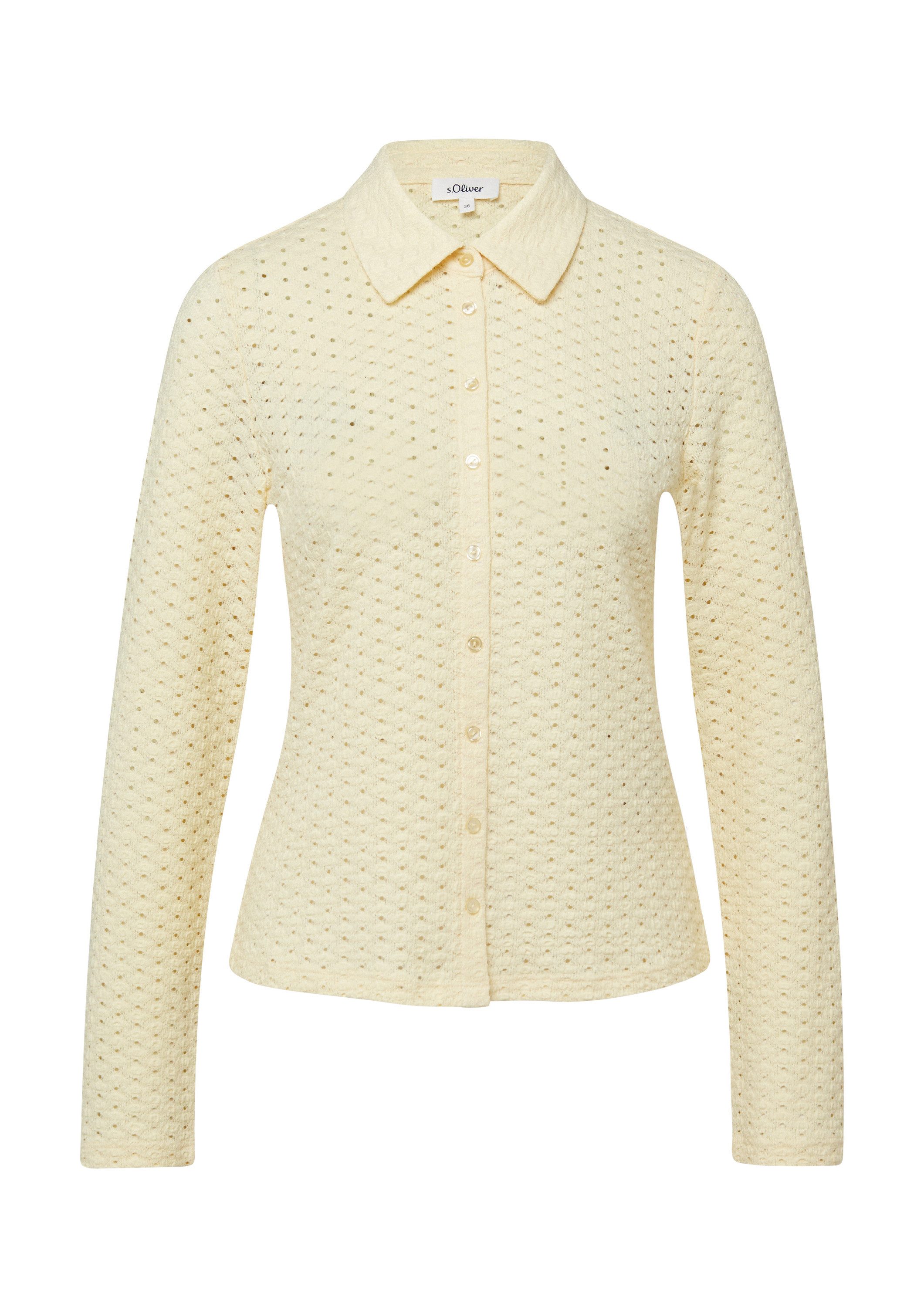 s.Oliver Langarmbluse T-Shirt Jersey-Bluse aus Lochspitze