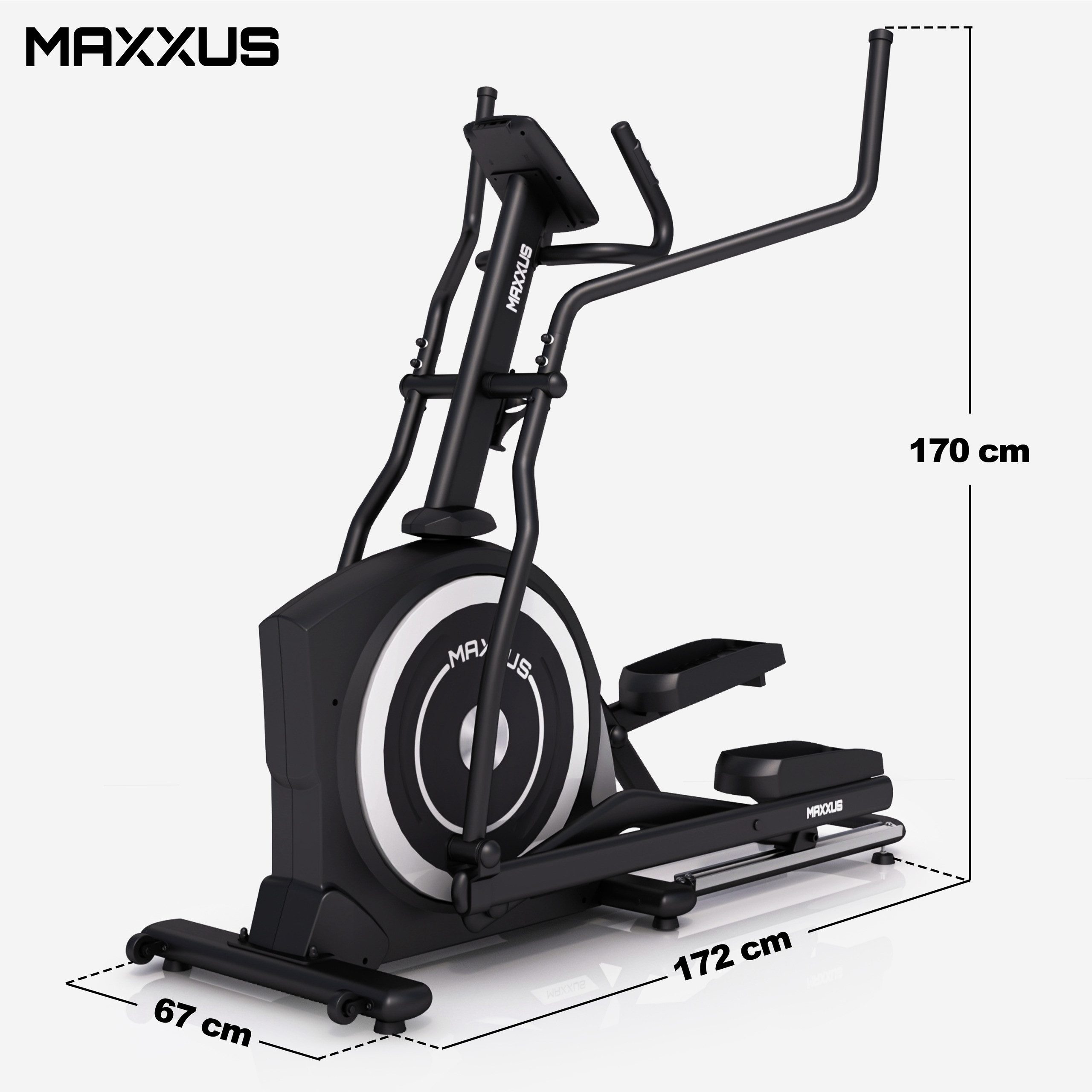 MAXXUS Crosstrainer CX 5.1, Ellipsentrainer, Elliptischer Heimtrainer, Kompatibel mit App (1-tlg), Für Zuhause, mit Bluetooth, Magnetbremse, Programmen, 26 Schwungmasse
