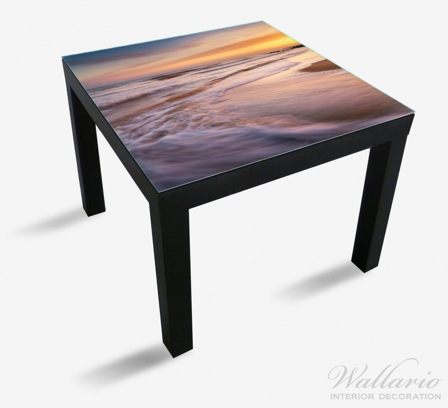 Wallario Tischplatte Sonnenuntergang am Strand Lack Tisch Ikea St), Abendspaziergang (1 - für geeignet