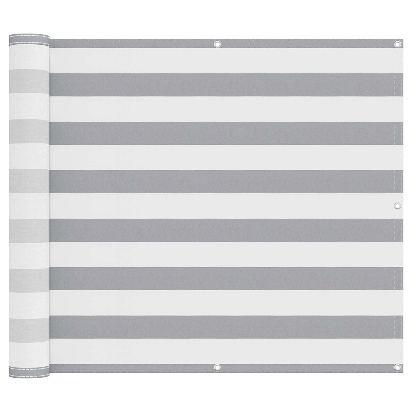 vidaXL Balkonsichtschutz Balkonsichtschutz Hellgrau und Weiß 100 x 200 cm Oxford-Stoff (1-St)