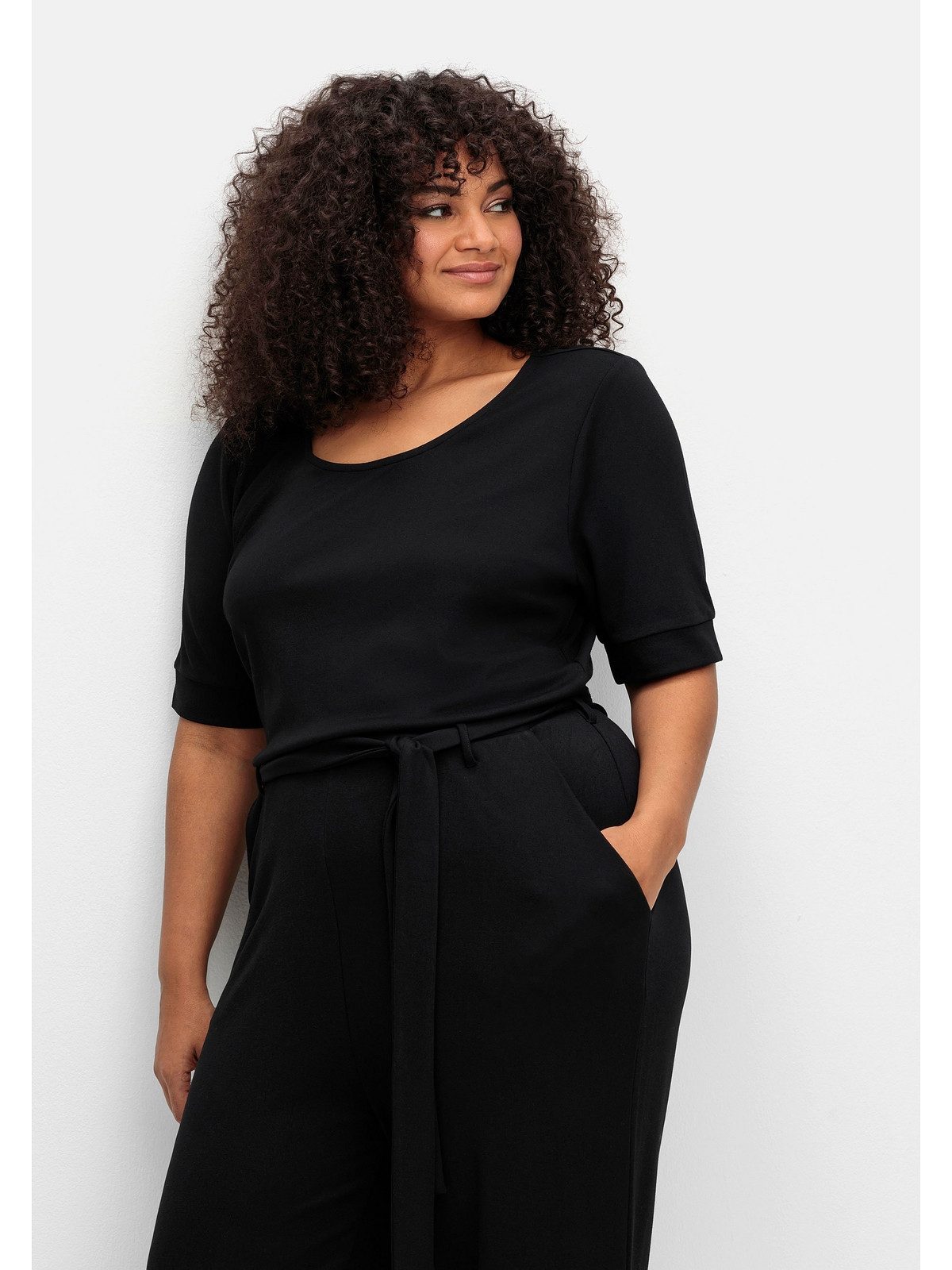 sheego by Joe Browns Jumpsuit Große Größen mit Bindegürtel und weitem Bein