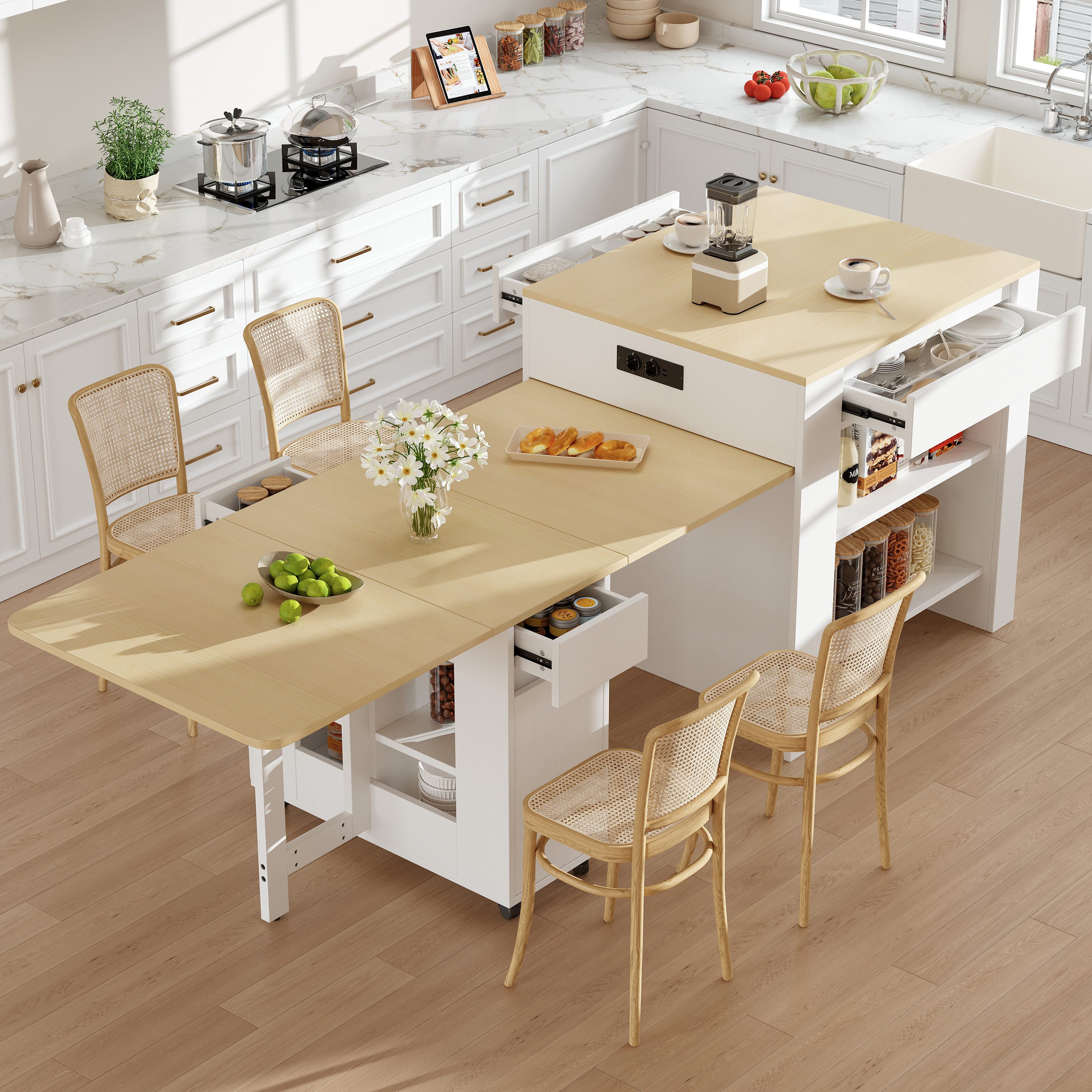 KLAM HOME Kücheninsel Ausziehbarer Bartisch mit günstig online kaufen