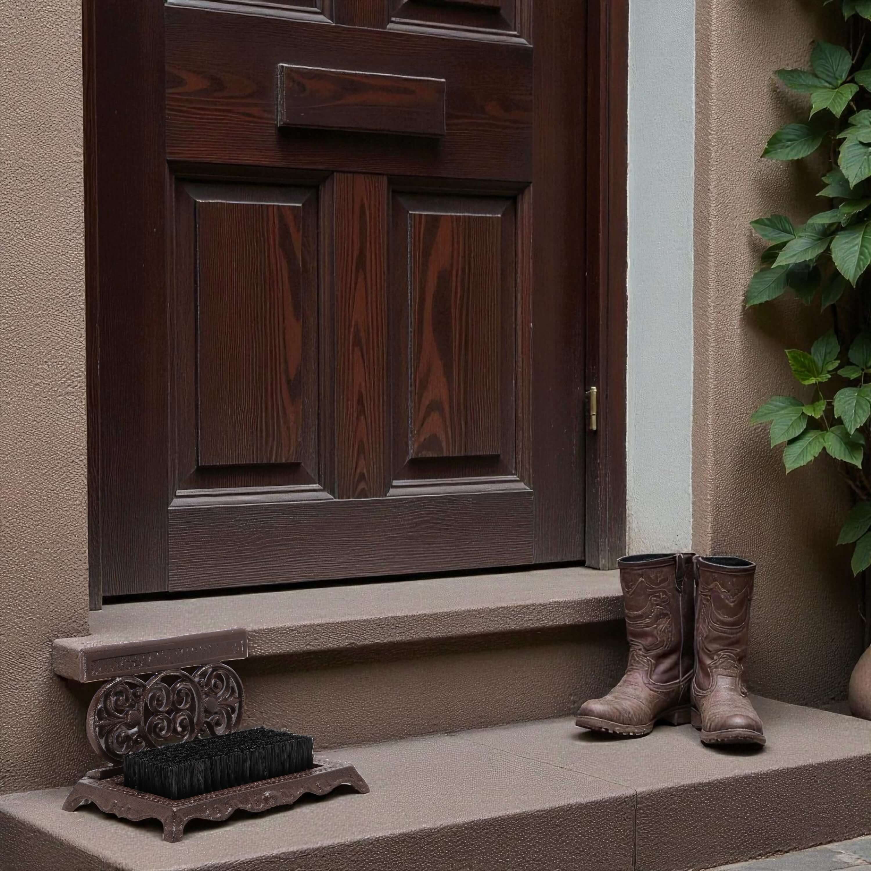 degawo Kehrgarnitur Schuhabstreifer Schuhschaber Landhaus Gusseisen Bürste Reinigen Schuhe, (1 x Schuhbürste)