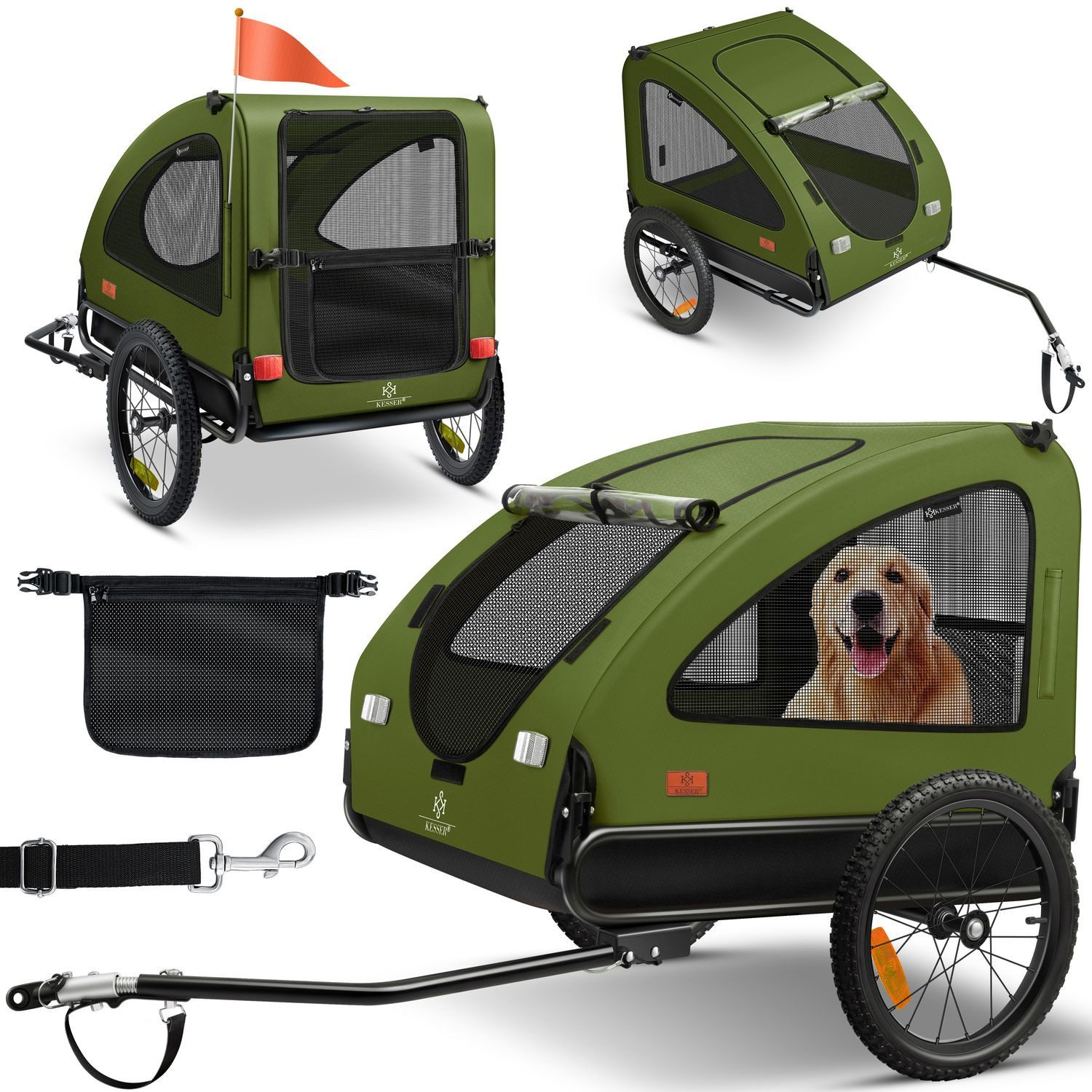 KESSER Fahrradhundeanhänger, Hundeanhänger Boxer 2-in-1 Hundebuggy Fahrradanhänger groß
