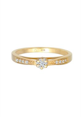 Elli DIAMONDS Verlobungsring Verlobung Diamant (0.085 ct) Blume 585 Gelbgold