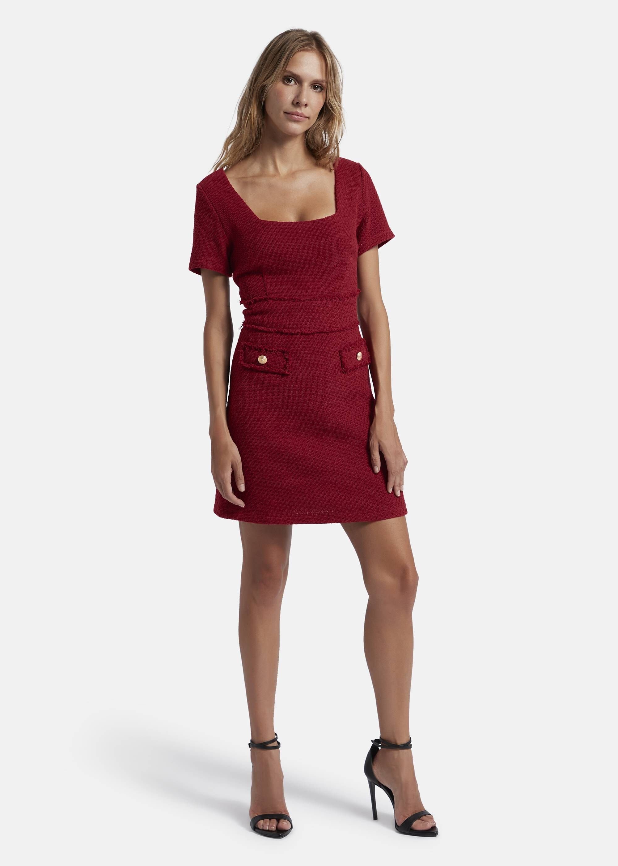 A-Linien-Kleid Nicowa Model IN italienischem aus MADE 34 VANTREA trägt ist und 1,78 cm Das Größe Boucle-Stoff, ITALY,