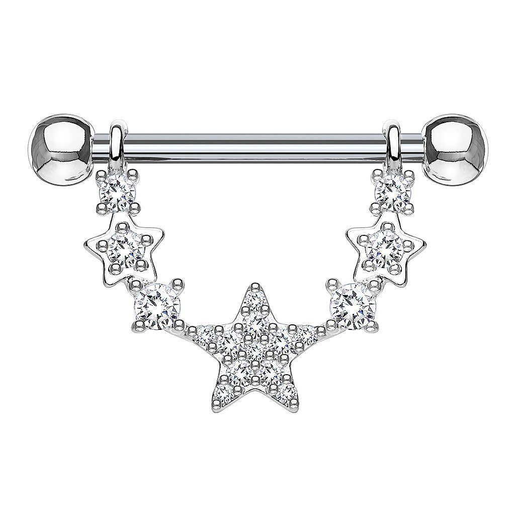 Taffstyle Intimpiercing Intimpiercing mit Kristall Anhänger, Intim Piercing Brustwarzenpiercing Hantel Barbell Brust Kette filigran Silber | Intimpiercings