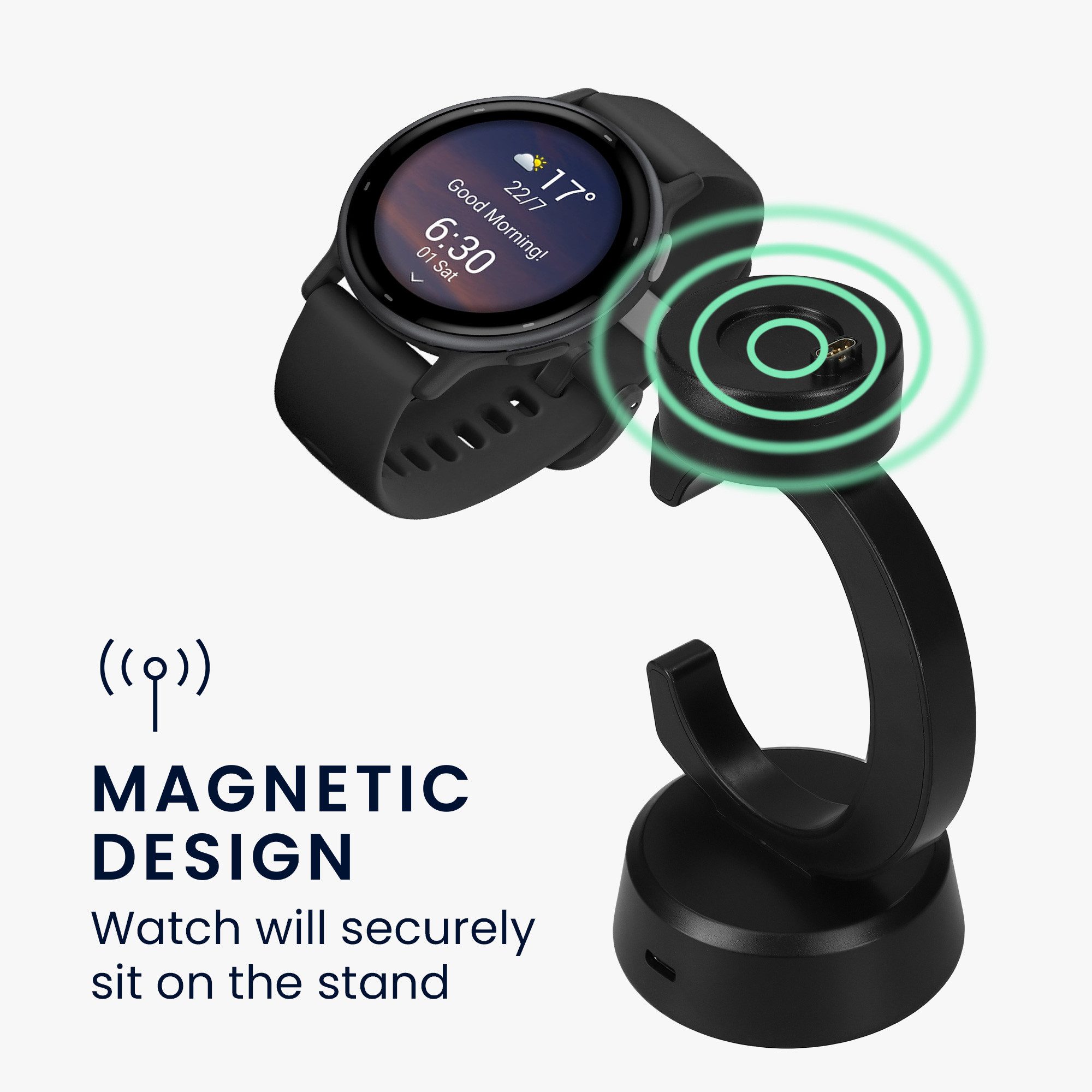 kwmobile USB Ladegerät für Garmin Vivoactive 6 / Vivoactive 5 / Forerunner 55 Smartwatch-Ladekabel, (13.50 cm), Smart Watch Ladestation - Ladekabel mit Standfunktion