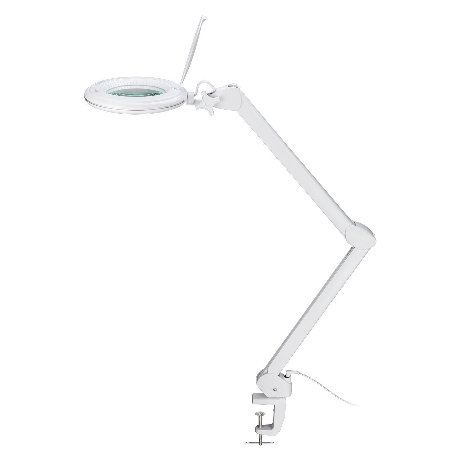 Goobay Lupenlampe 10 W LED-Lupenleuchte mit Klemme, SMD LED, Tageslichtweiß, Warmweiß, 3500 K, Lupe mit 3 Dioptrien, 1,75-fache Vergrößerung, Dimmbar