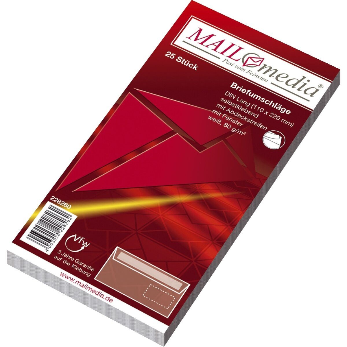 mayer-network GmbH Briefumschlag Briefumschläge DIN lang (220x110 mm) mit Fenster haftklebend 80 g/qm 2