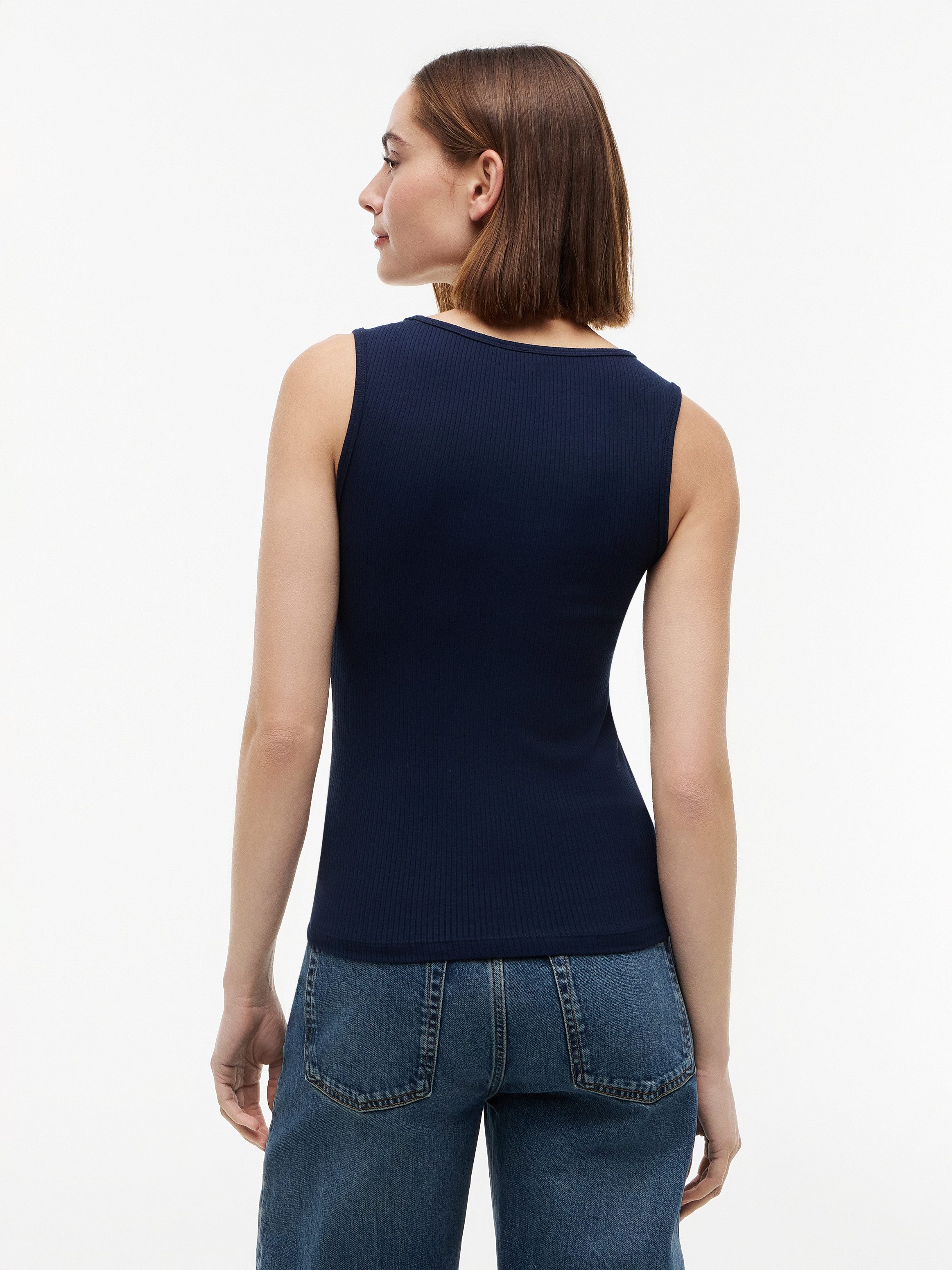 Tommy Hilfiger Tanktop GOLD BUTTON U-NK TANK Viskosemischung, goldfarbene Knöpfe – Bild 2 von 5