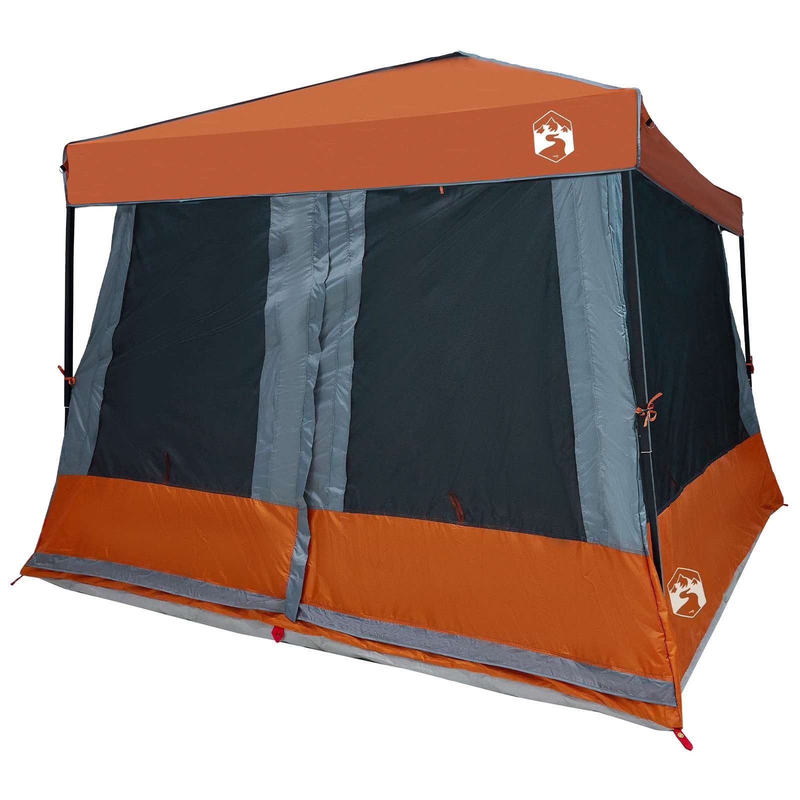 vidaXL Kuppelzelt Camping-Zelt-Set 2 pcs Grau und Orange Taffeta und Stoff, (2 tlg)