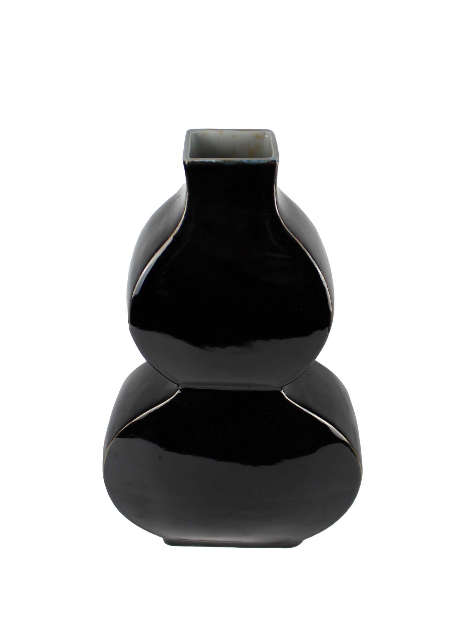 Signature Home Collection glänzendem Porzellan Deckelvase (Stück, mit Vase), Deckel cm aus 49 schwarz bauchig 1 Dekovase Porzellan rot