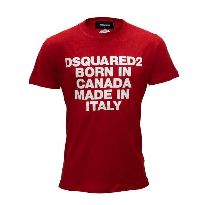 Dsquared2 T-Shirt Born in Canada - Made in Italy Rot mit Frontprint
