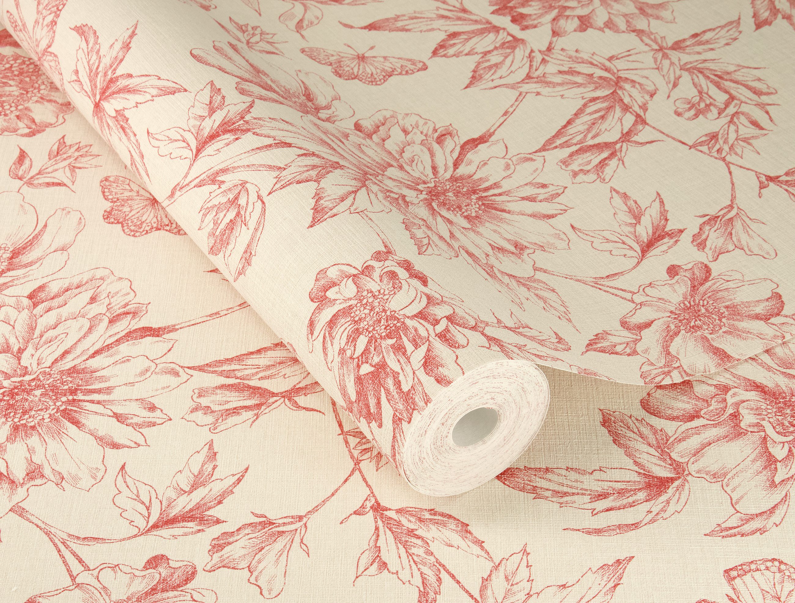 Rasch Vliestapete mit floralem Muster im Vintage Stil, floral, gemustert, geblümt, botanisch, (1 Rolle, 1 St), Vintage