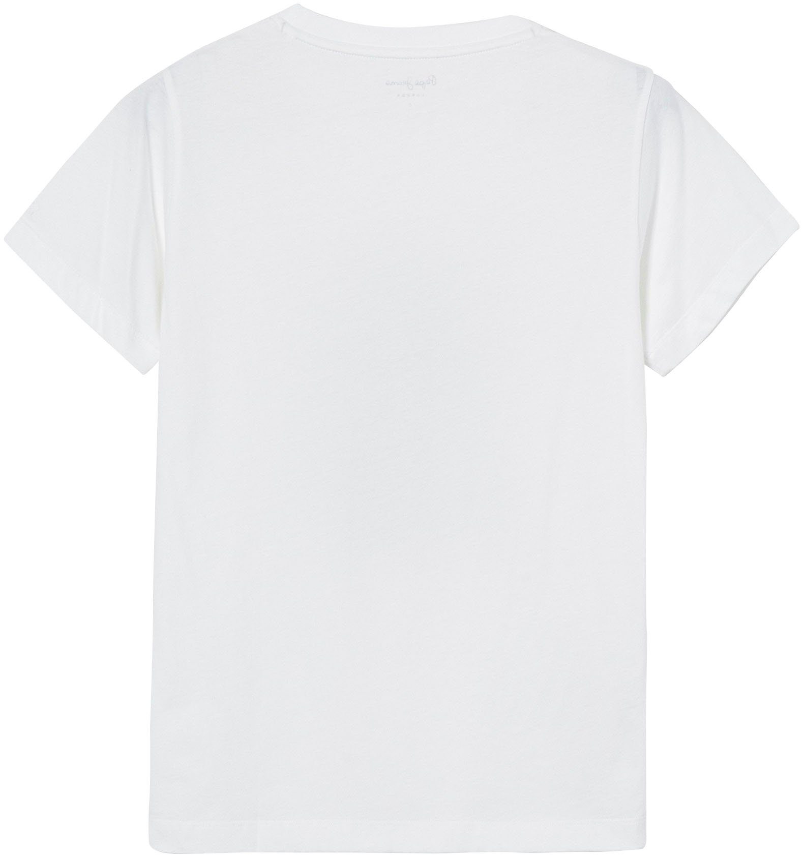 Pepe Jeans T-Shirt SONYA markentypischem in tollem Passform figurbetonter Frontprint und mit 800WHITE