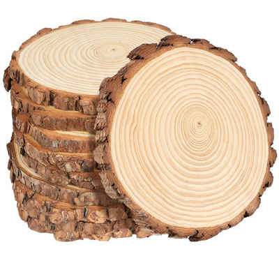Homewit Bastelnaturmaterial Natürliche Holzscheiben Baumscheiben Ungebohrte Holzkreise, (Set 10-tlg), für DIY Handwerk Hochzeit Weihnachten Dekoration