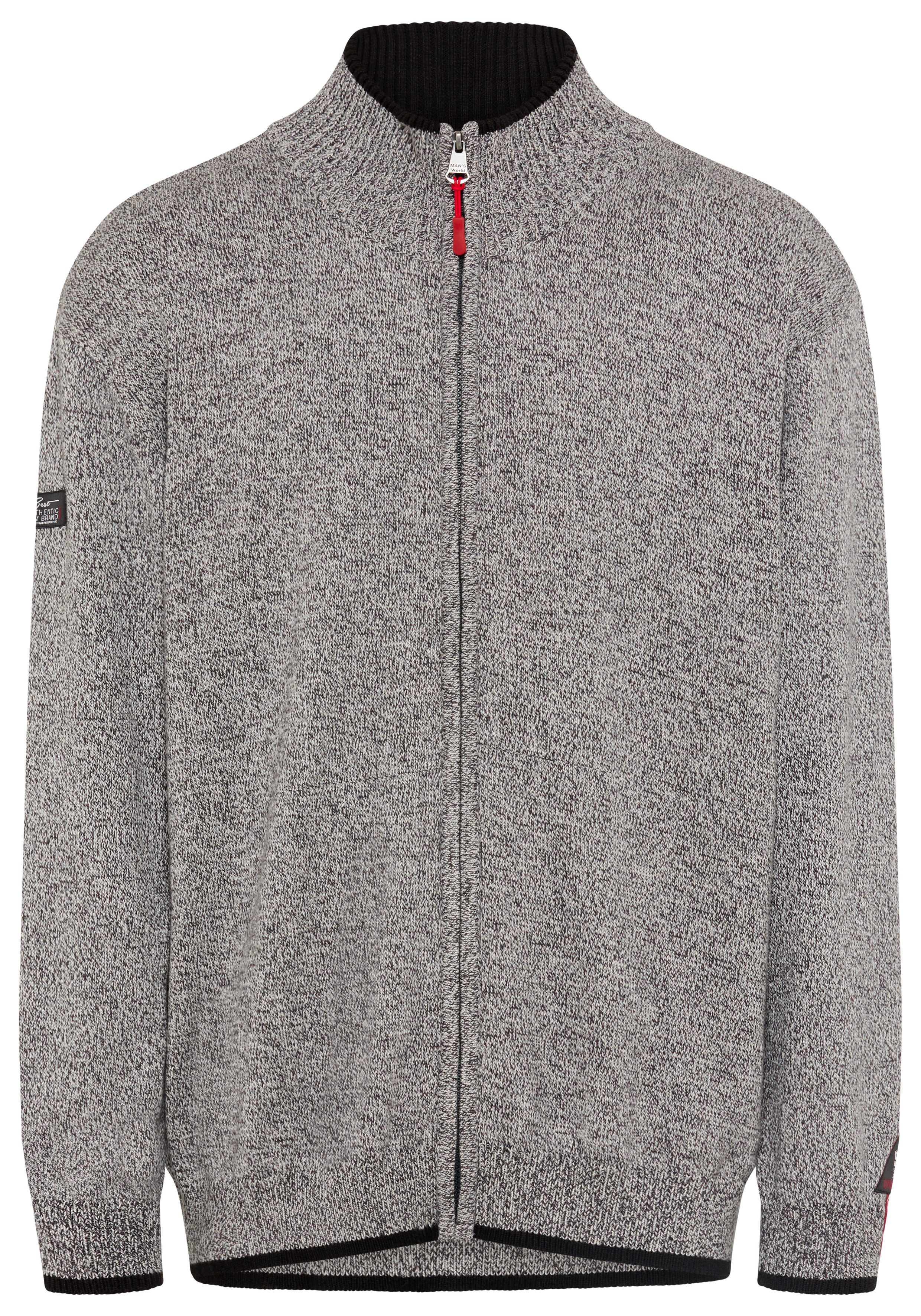 Man's World Plus Strickjacke auch in Grosse Größen bis Gr. 7XL Regular Fit, melierte Optik, mit Stehkragen, mit Reißverschluss – Bild 4 von 5