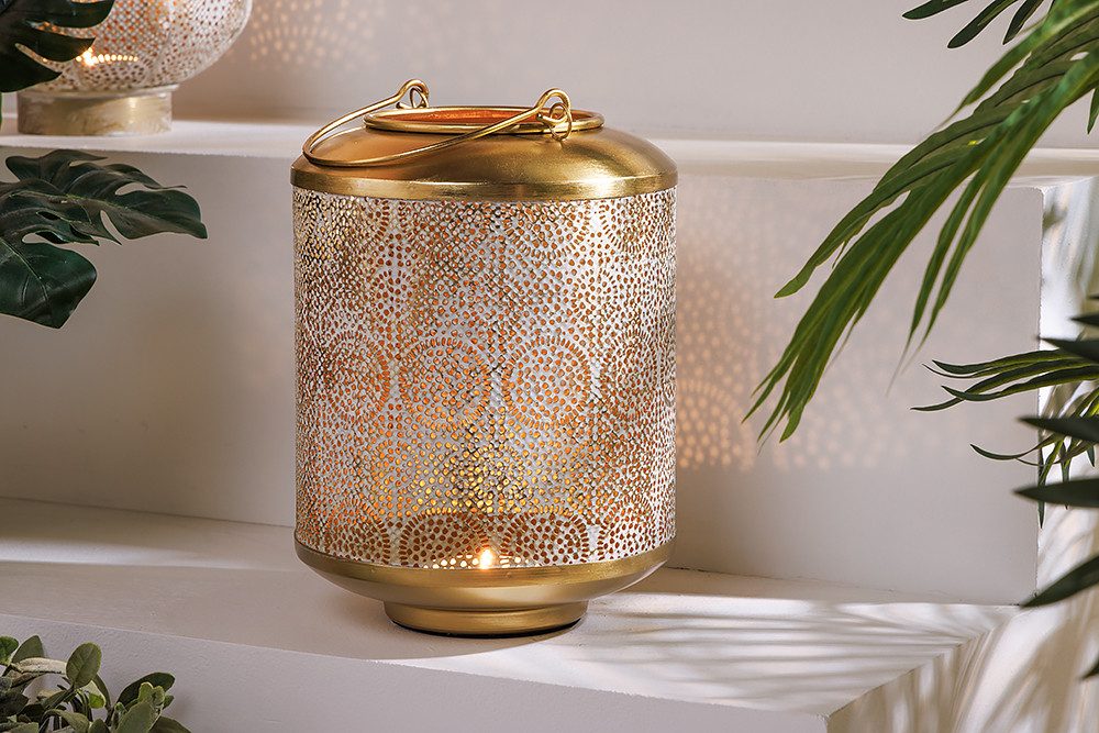 riess-ambiente Windlicht ORIENT 25cm gold (Einzelartikel, 1 St), Wohnzimmer · Metall · Dekoration · Laterne · Boden · handmade · Design