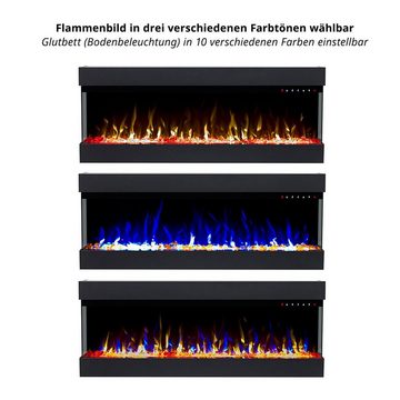 GLOW FIRE Elektrokamin Insert Tetris Wandkamin elektrisch mit Heizung, Elektrischer Kamin mit Fernbedienung, Timer, 3D Flammenspiel, LED Feuer