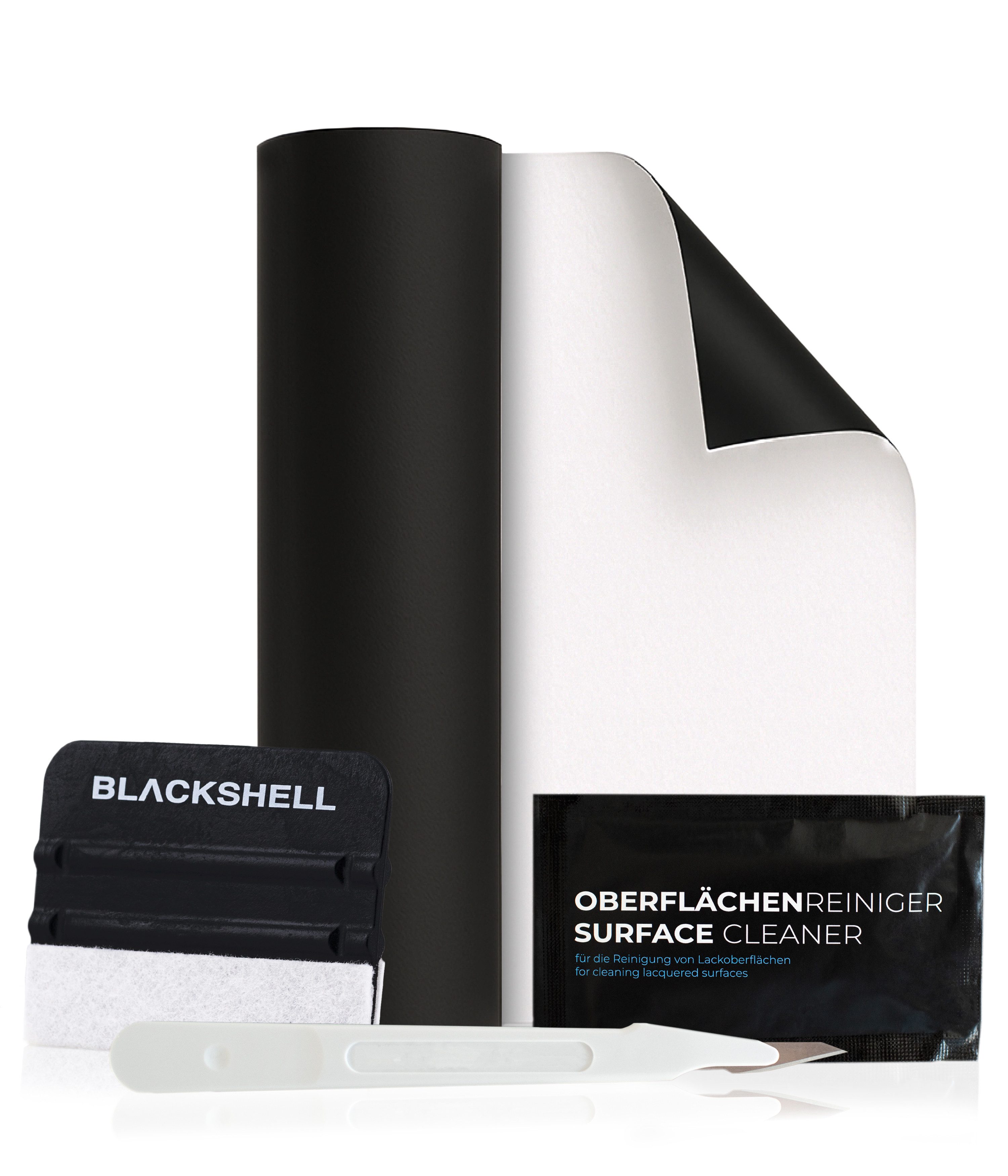 Blackshell Schutzfolie Lackschutzfolien Zuschnitte mit Werkzeug, Lackschutzfolie für alle glatten Oberflächen, 150µm, Steinschlagschutz