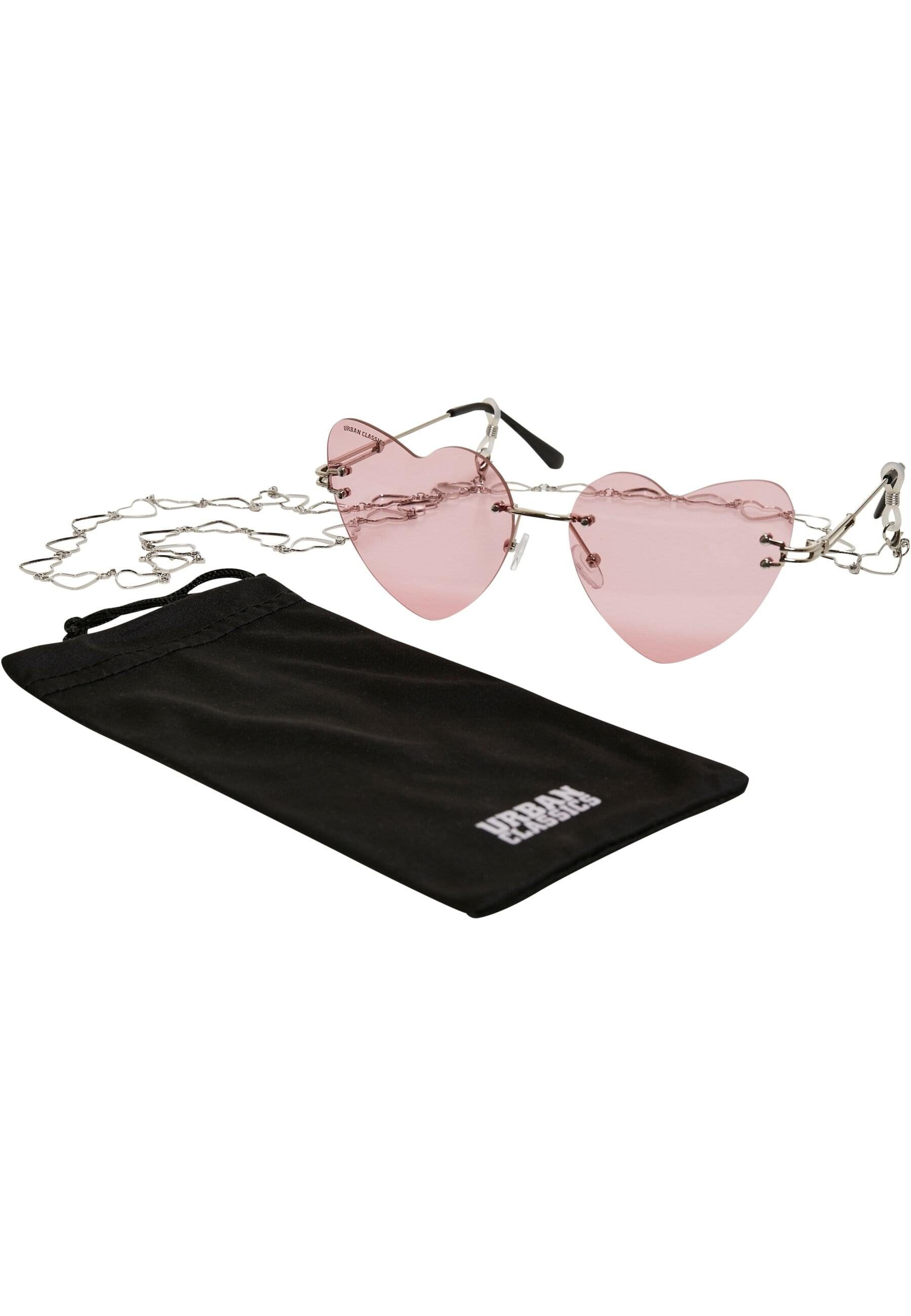 URBAN CLASSICS Sonnenbrille Unisex Sunglasses Heart rose/silver With Chain