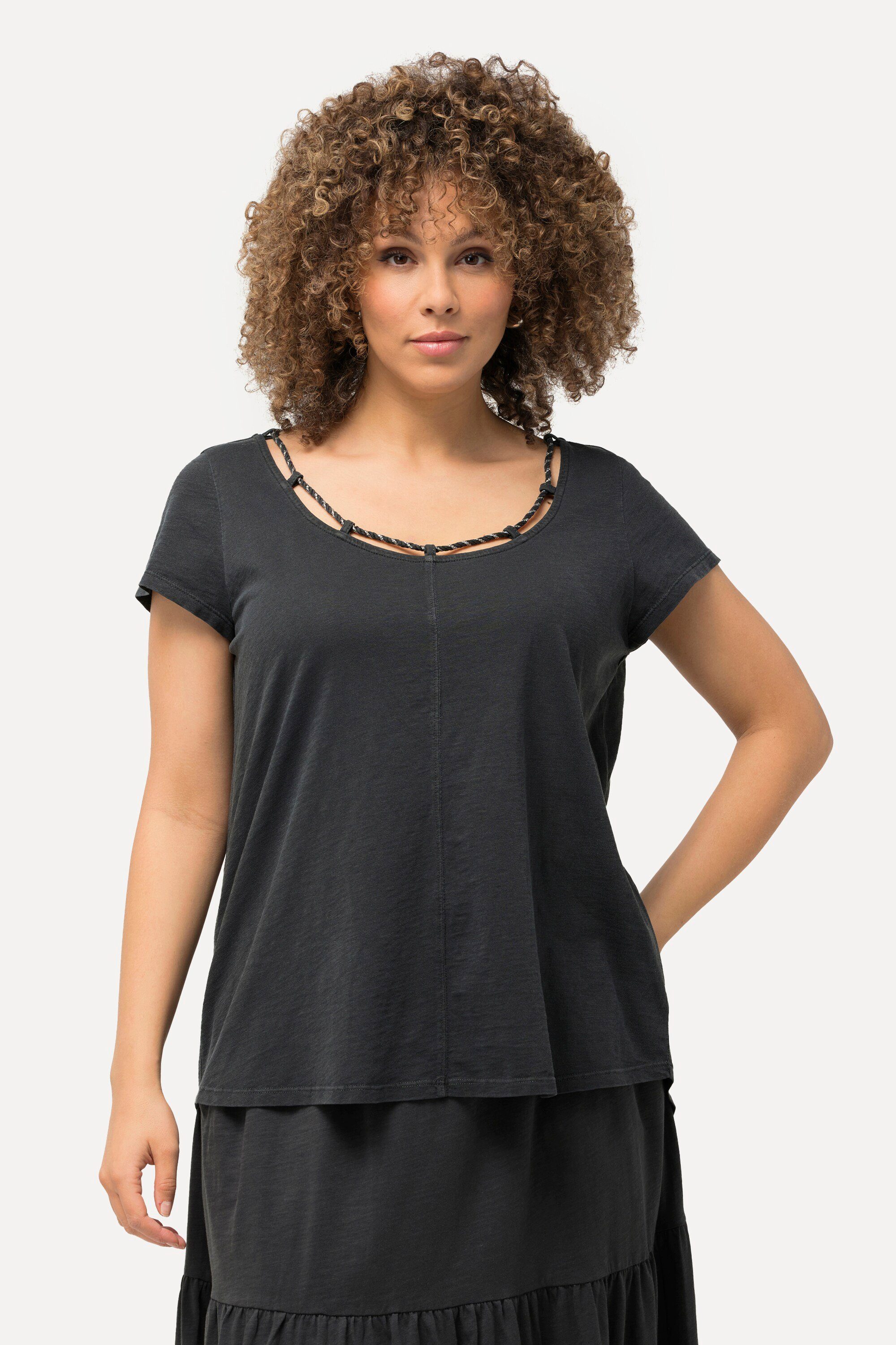 Ulla Popken T-Shirt T-Shirt Kordel A-Linie günstig online kaufen
