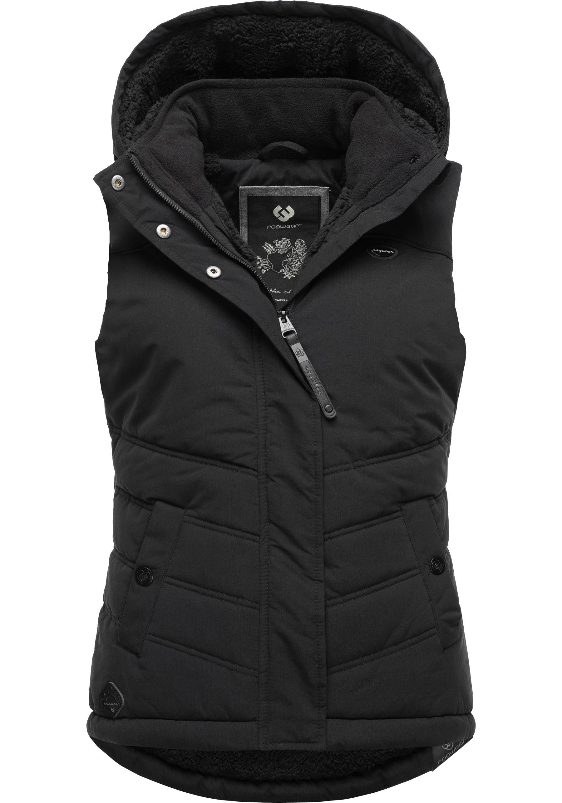 Ragwear Steppweste Hesty Wasserdichte Outdoor-Weste mit abnehmbarer Kapuze