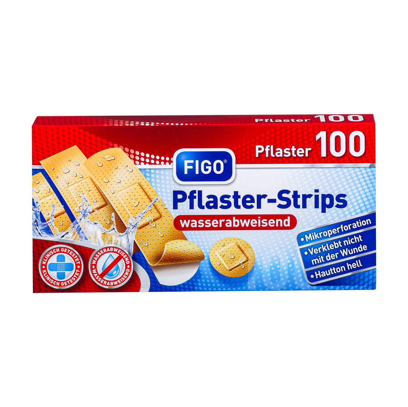 what the shop Wundpflaster FIGO Pflaster-Strips 100er Box – wasserabweisend, hautfarben, 4 Größen (1 St), Wasserabweisende Alltags-Pflaster in 4 Größen