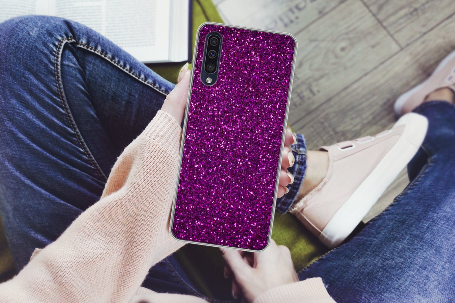 MuchoWow Handyhülle für Samsung Galaxy A30s Lila - Rosa - Muster - Abstrakt, Smartphone-Bumper, Print, Handy Schutzhülle Dünn