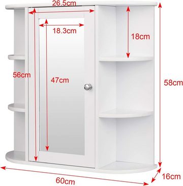 EUGAD Badezimmerspiegelschrank (1-St) Hängeschrank mit Ablage aus Holz weiß