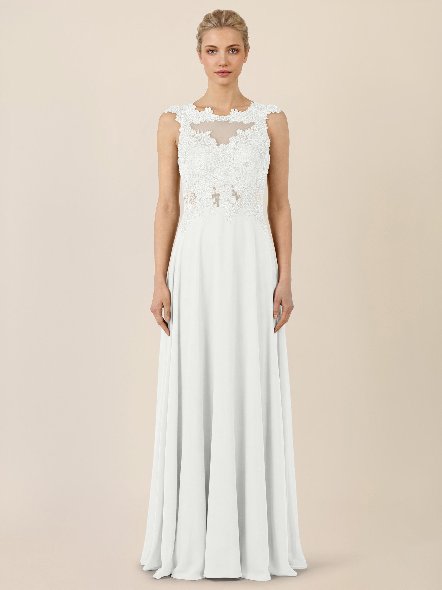 Apart Abendkleid mit floraler Spitze und fließendem Rock günstig online kaufen