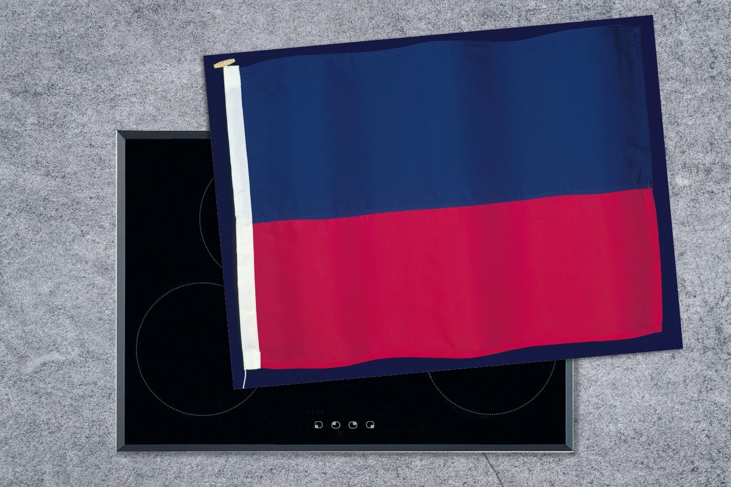 Vinyl, Flagge MuchoWow Ceranfeldabdeckung (1 blauem cm, Mobile tlg), Die auf nutzbar, Haiti von Hintergrund, Arbeitsfläche 70x52 Herdblende-/Abdeckplatte