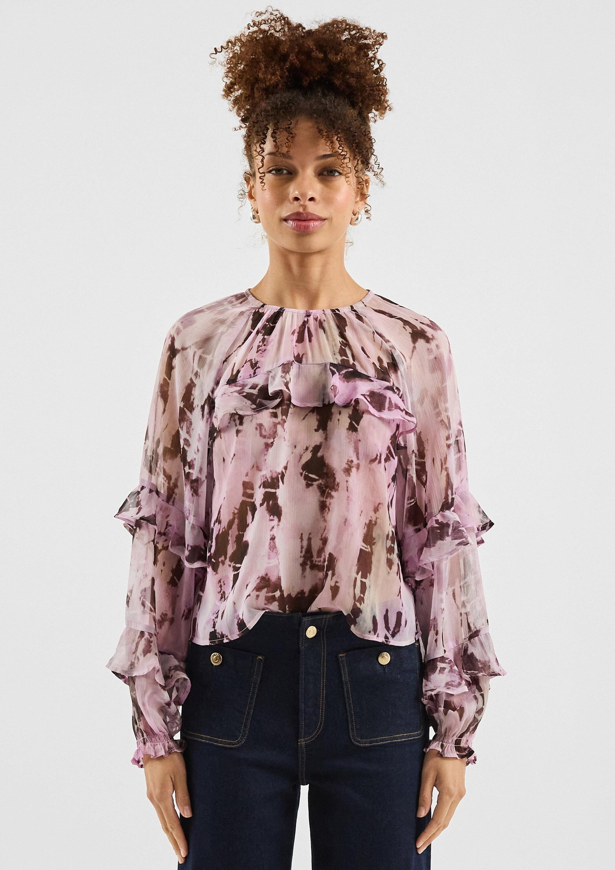 QS Langarmbluse Bluse Chiffonbluse mit Rüschen günstig online kaufen