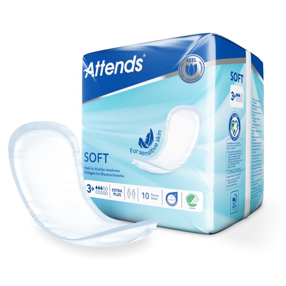 Attends GmbH Inkontinenzslip Attends Soft 3 Extra Plus (Packung, 10-St) Saugstärke 3/10, ca. 36,5 cm, Klebestreifen, Geruchsbindung