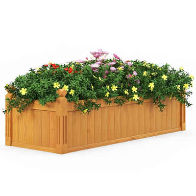 COSTWAY Blumenkasten, mit Drainagesystem aus Tannenholz, bis 30kg 110x40x35cm