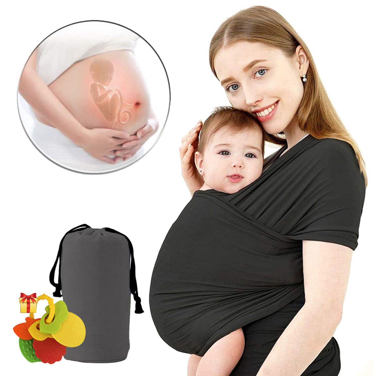 Tragetuch Hands Free Baby Sling Atmungsaktive Babytrage Verstellbare 2XS bis 5XL