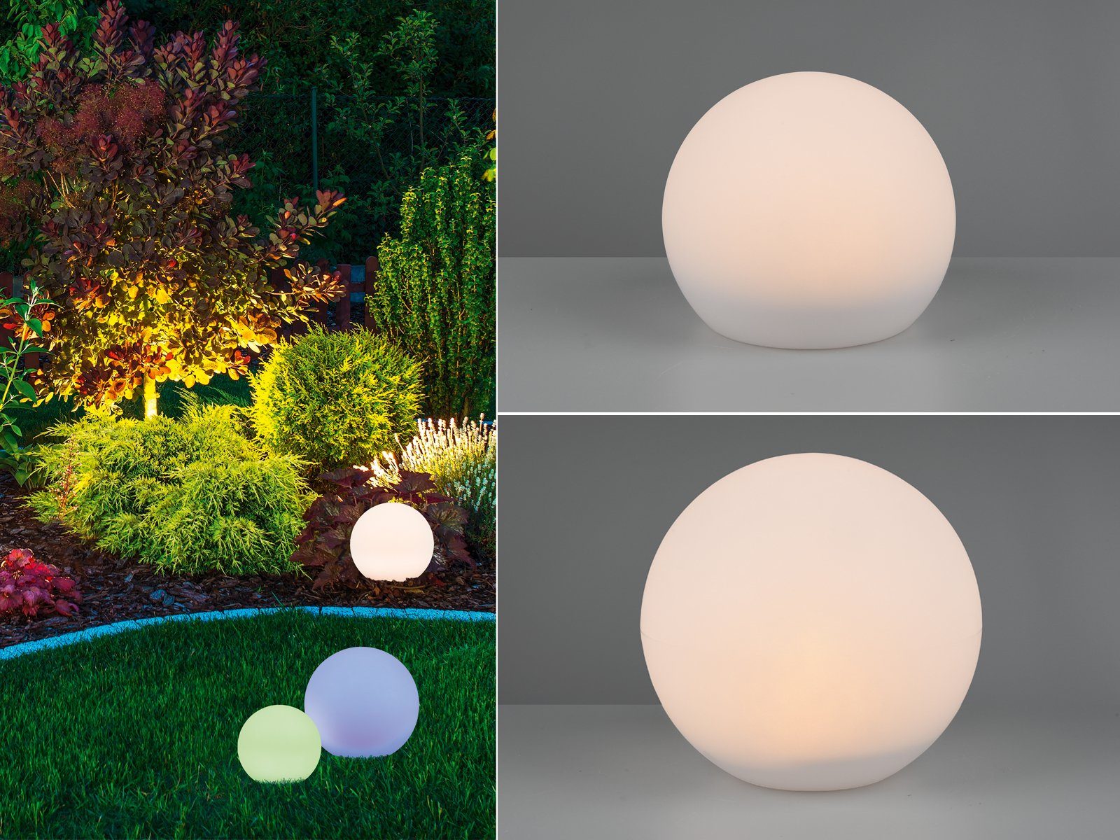 3er Set LED Solar Lampe Kugelform Außen Leuchte Gartenleuchte Garten Terrasse 