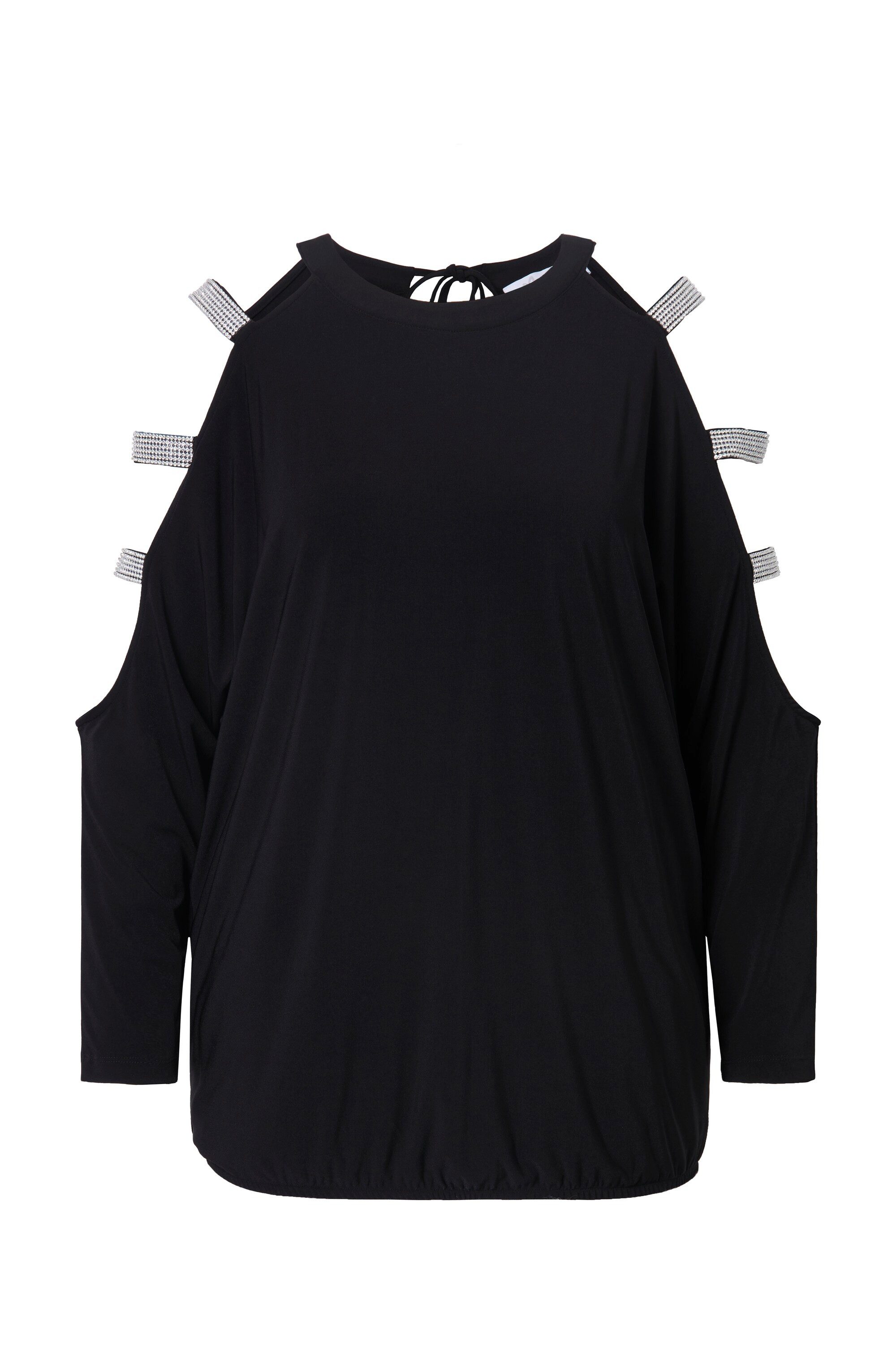 MIAMODA Longsleeve T-Shirt Classic Fit Strass-Streifen CutOuts günstig online kaufen
