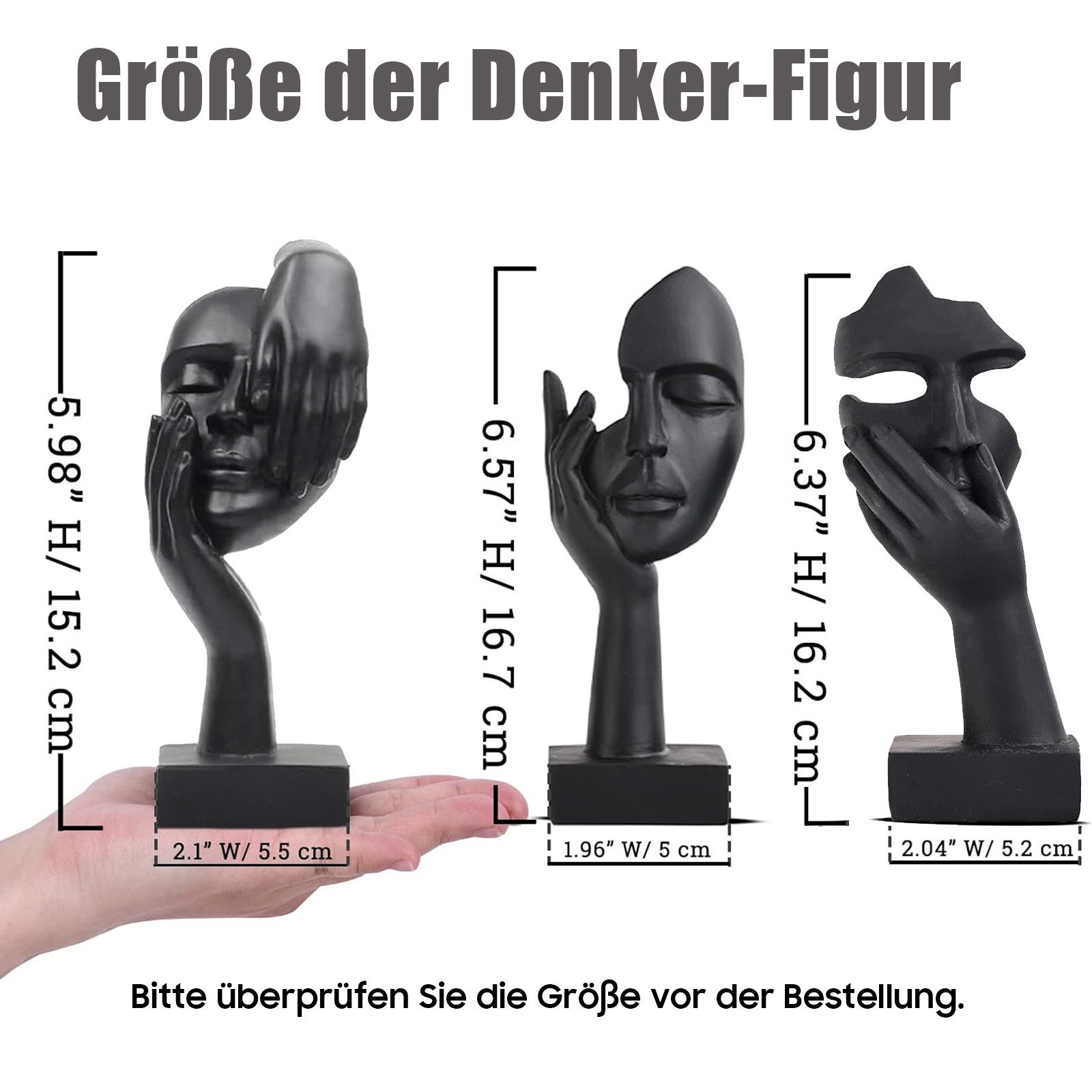 SURFOU Dekofigur Skulptur Statue Schwarze Heimdekoration Frau Gesicht Dekofigur, Set, 3 St., Kreative Frauen Gesicht Statue, für Wohnzimmer, Büro