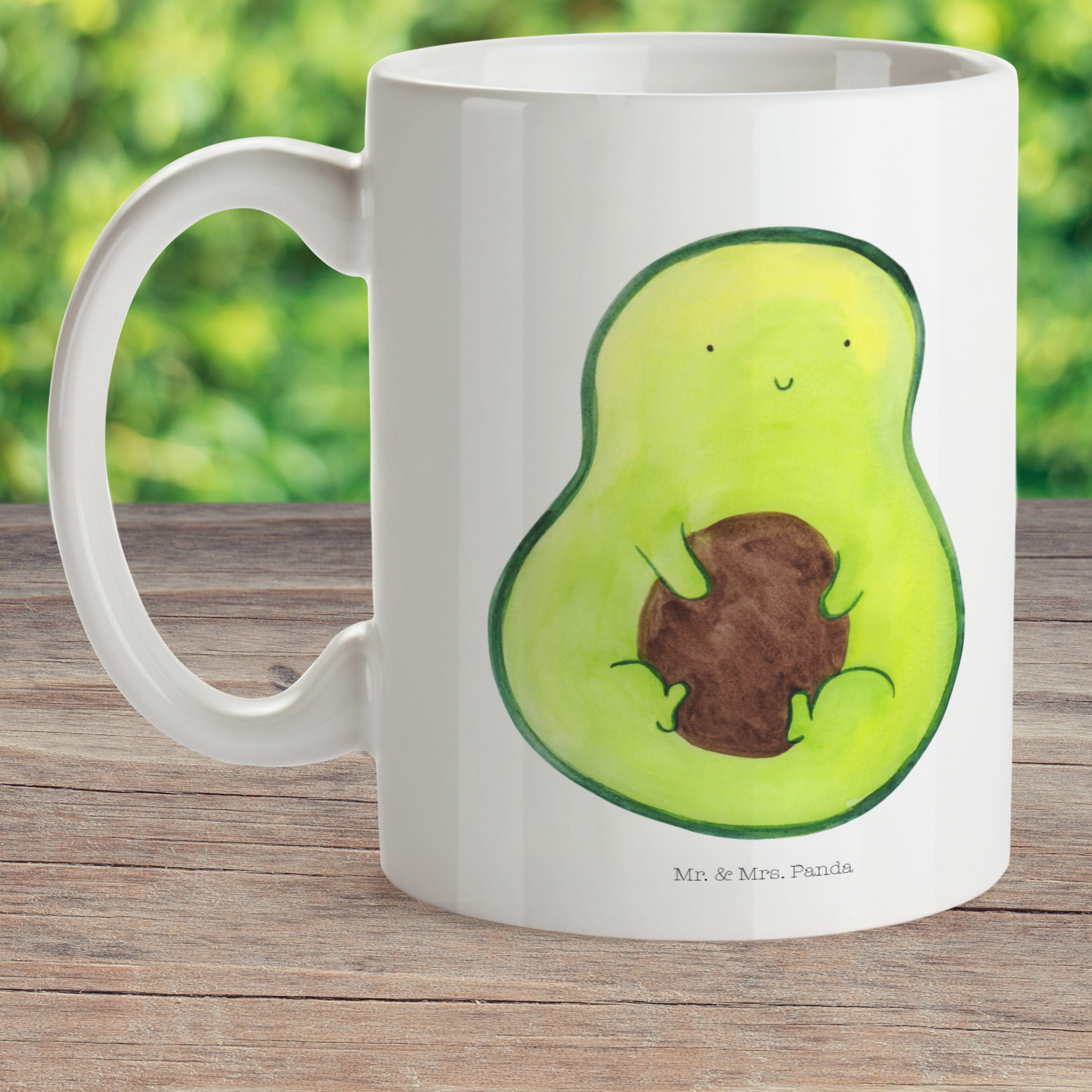 mit Kern Weiß T, Mrs. Mr. Kinderbecher - Geschenk, Kunststoff Panda Avocado Kunststoff & - Avocadokern, Gesund,