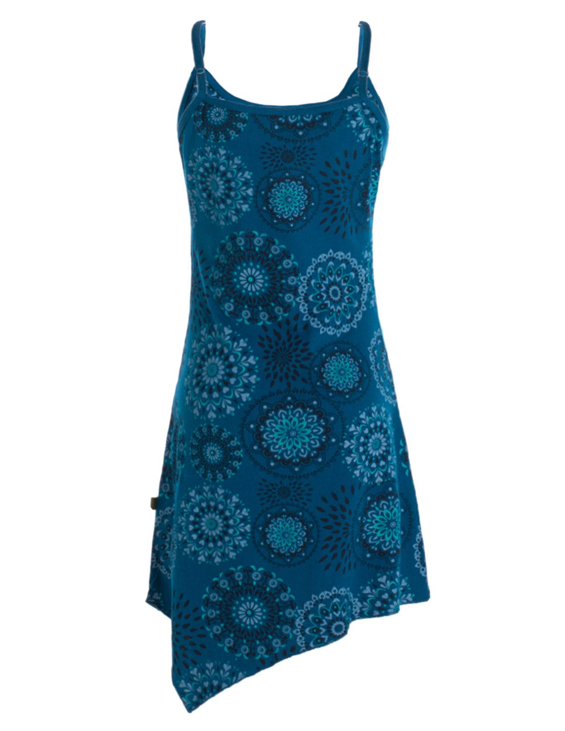 Vishes Minikleid Kurze Damen Sommer-Kleider Spagettiträger-Kleid Zipfel-Kleid Goa, Boho, Hippie Style