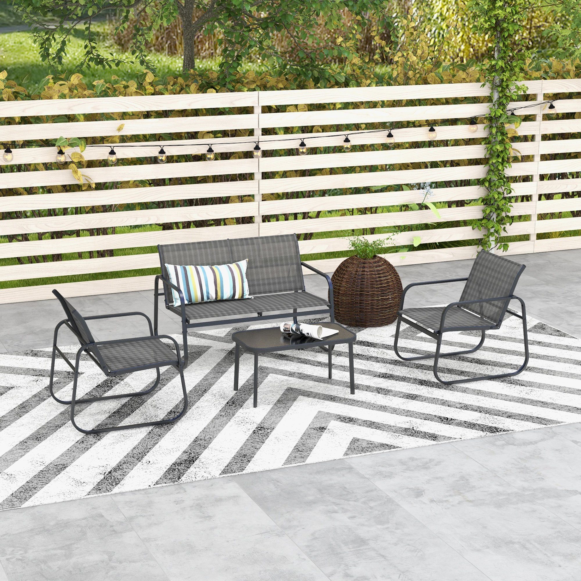Outsunny Sitzgruppe Gartenmöbel-Set 4-tlg. Gartengarnitur mit günstig online kaufen