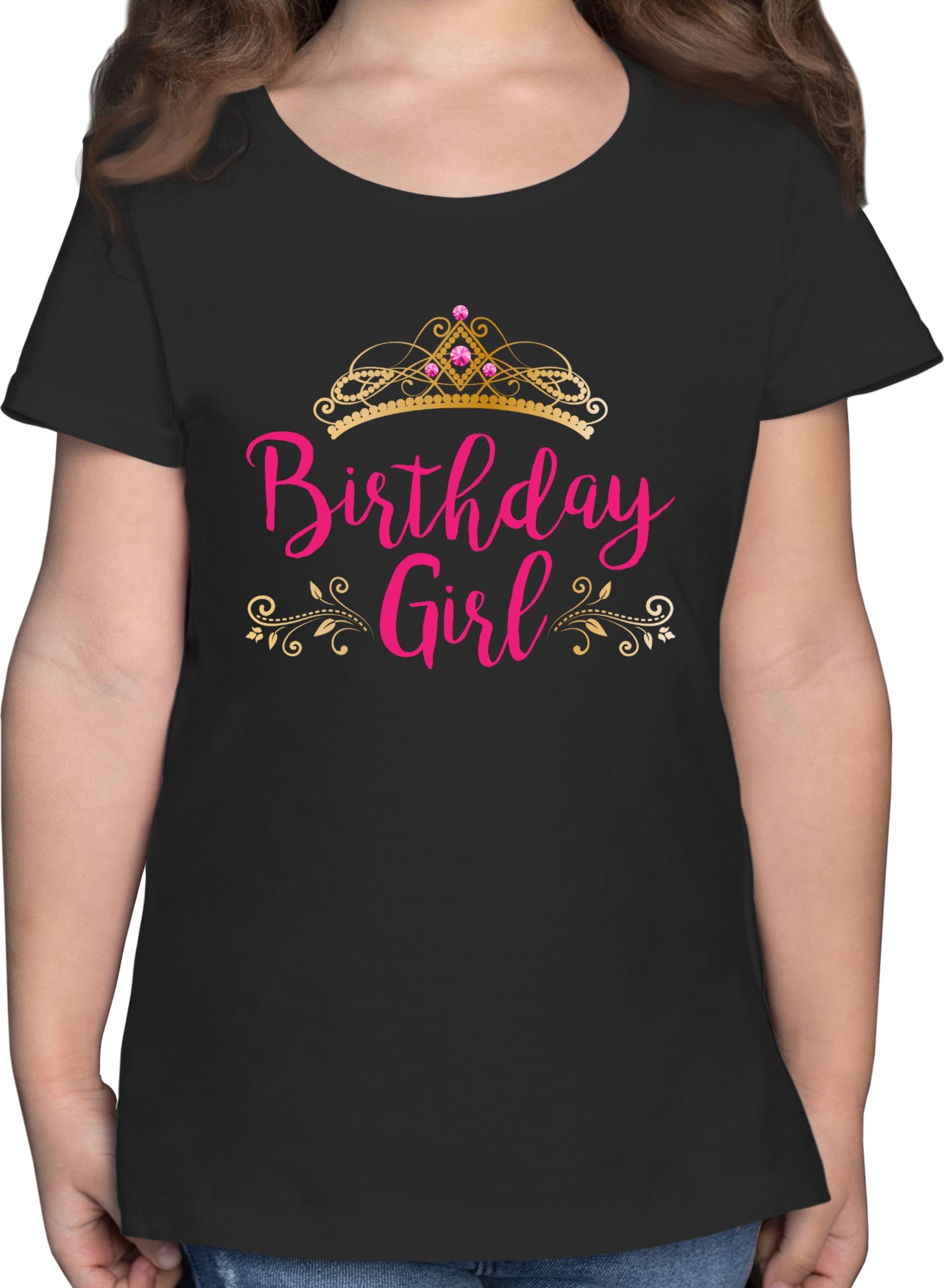 Shirtracer T-Shirt Birthday Girl Krone Geburtstag Geschenk Kinder 2 Schwarz