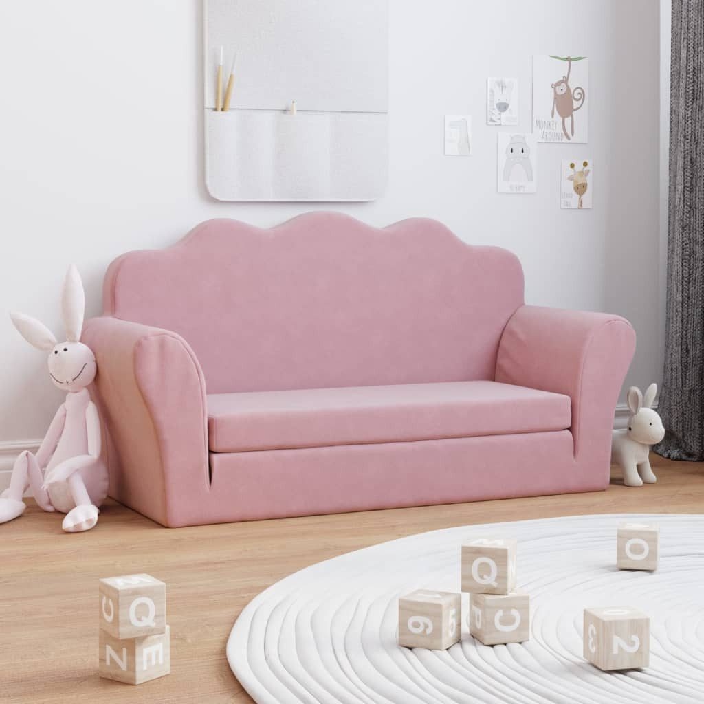 vidaXL Kindersofa, Kinder Schlafsofa 2-Sitzer Rosa günstig online kaufen