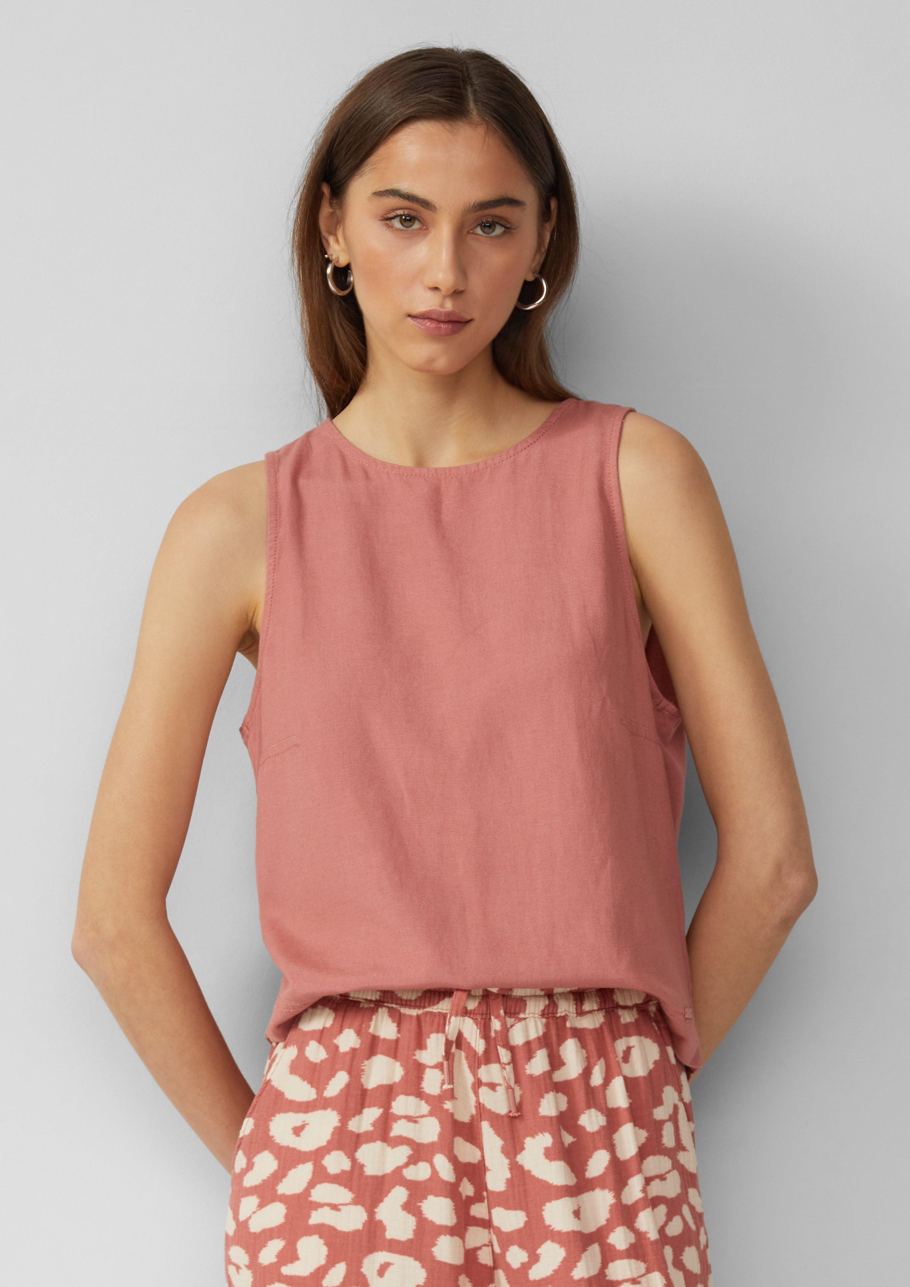 QS Blusentop Leinenmix-Blusentop, QS x Sarah günstig online kaufen