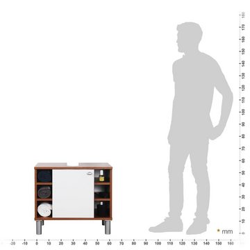 RICOO Badregal WM100-ER-W, Waschbeckenunterschrank für Badezimmer oder Gäste WC Badschrank