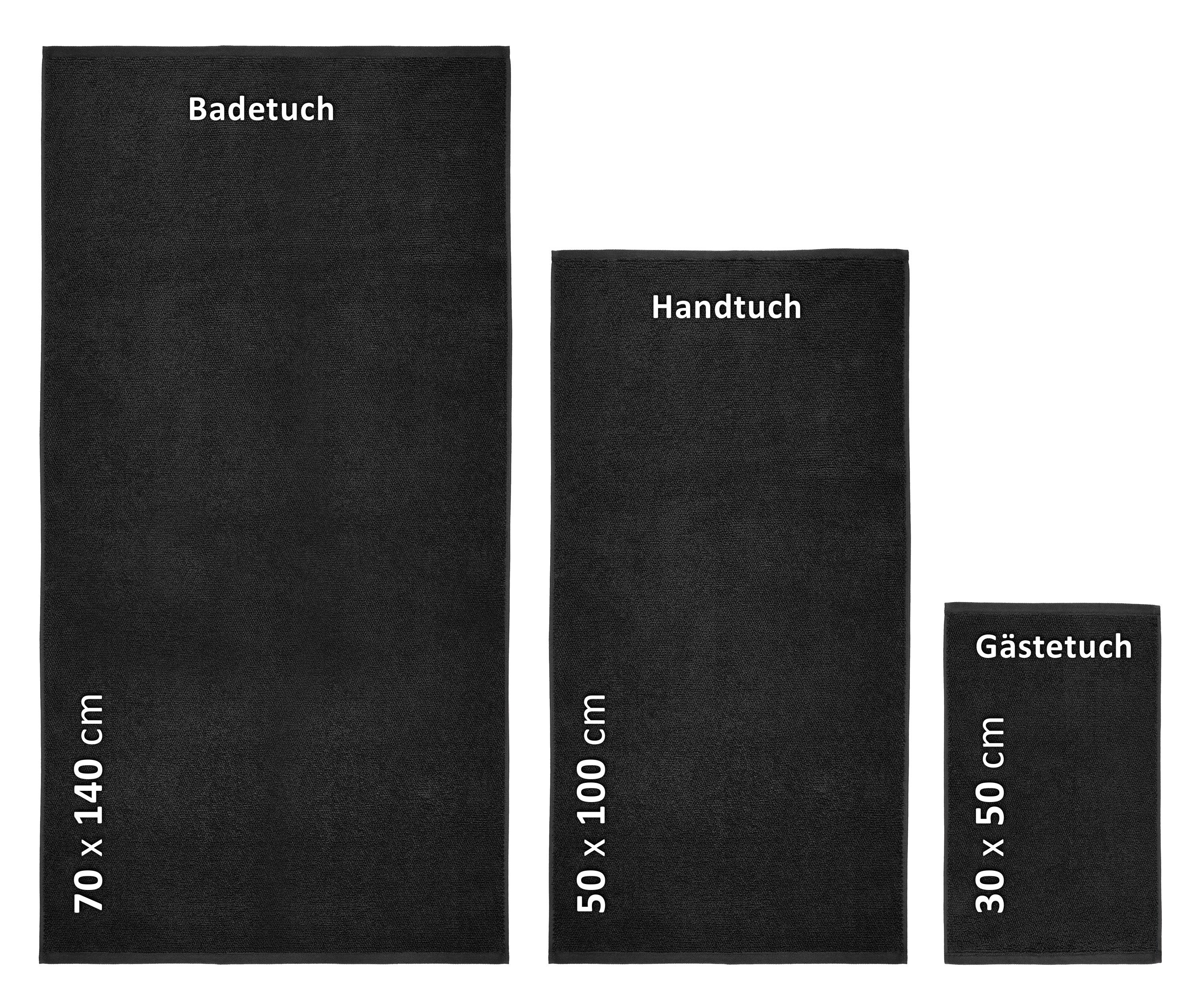 Handtuch aus in Set, Premium Europe, Set Handtuch 550g/m) Baumwolle Beautex (Multischlaufen-Optik, Set Frottier, 100% Made Frottier Schwarz